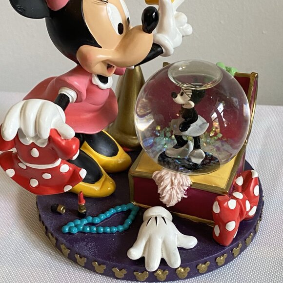 Disney Parks Minnie Mouse Mini Snow Globe Wardrobe Costume Chest Figurine - Picture 2 of 9